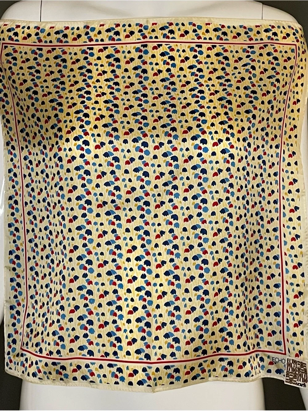 Vintage Unworn Echo Silk Scarf 17 In Sq Mint Condition